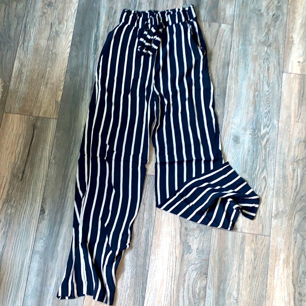 Blue and White Striped Pants